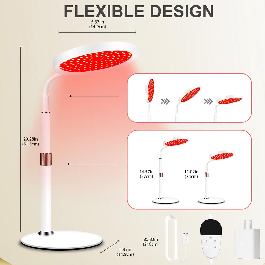 Red Light Therapy Device with Base, 660Nm Red Light & 850Nm &940Nm near Infrared Therapy Lamp with Timer, for Body at Home