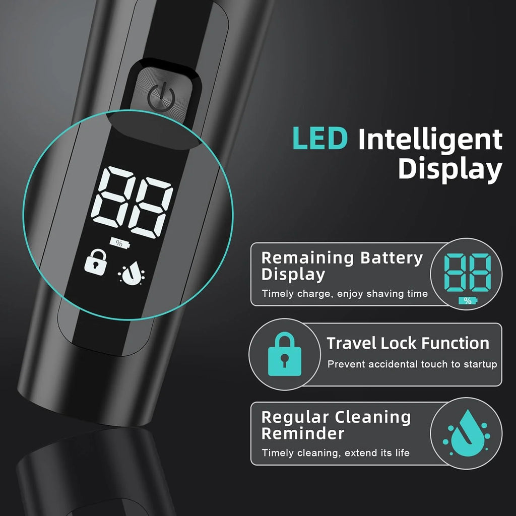 Electric Shaver for Men, 2 in 1 Cordless Rechargeable Electric Razor with Beard Trimmer, IPX7 Waterproof, Black