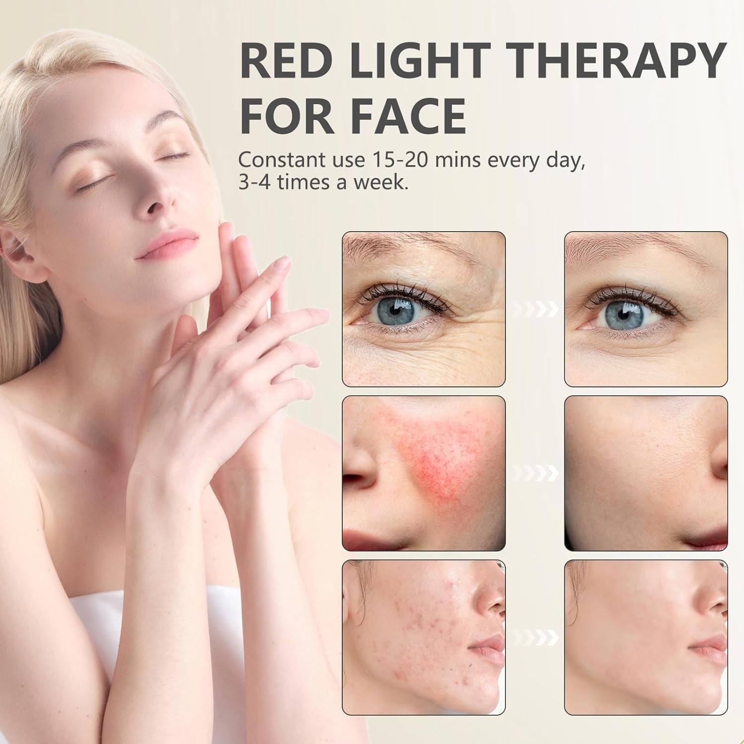 Red Light Therapy Device with Base, 660Nm Red Light & 850Nm &940Nm near Infrared Therapy Lamp with Timer, for Body at Home